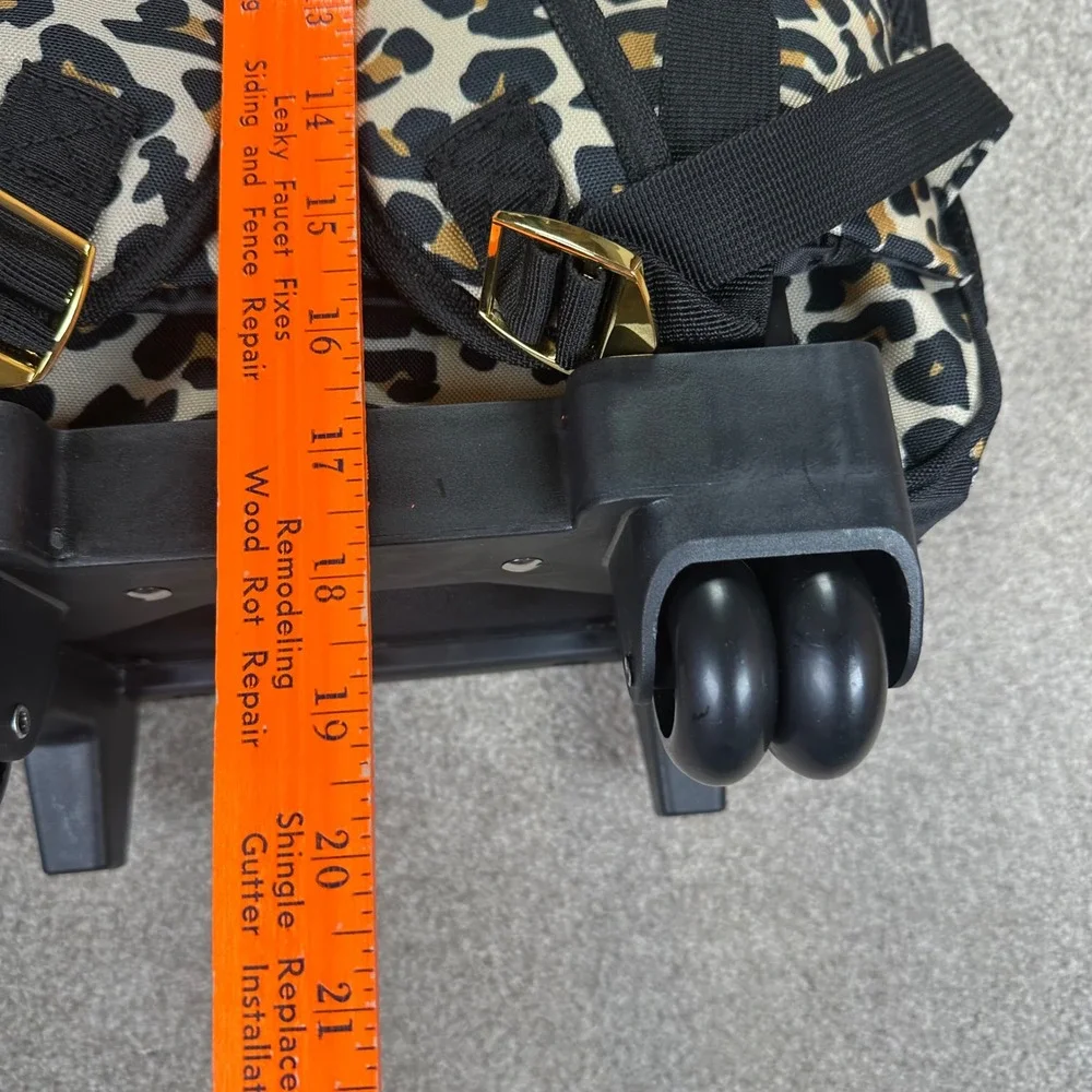 Posh Peanut Kids OS Rolling Backpack Leopard Print Tan Black Gold Safari Travel